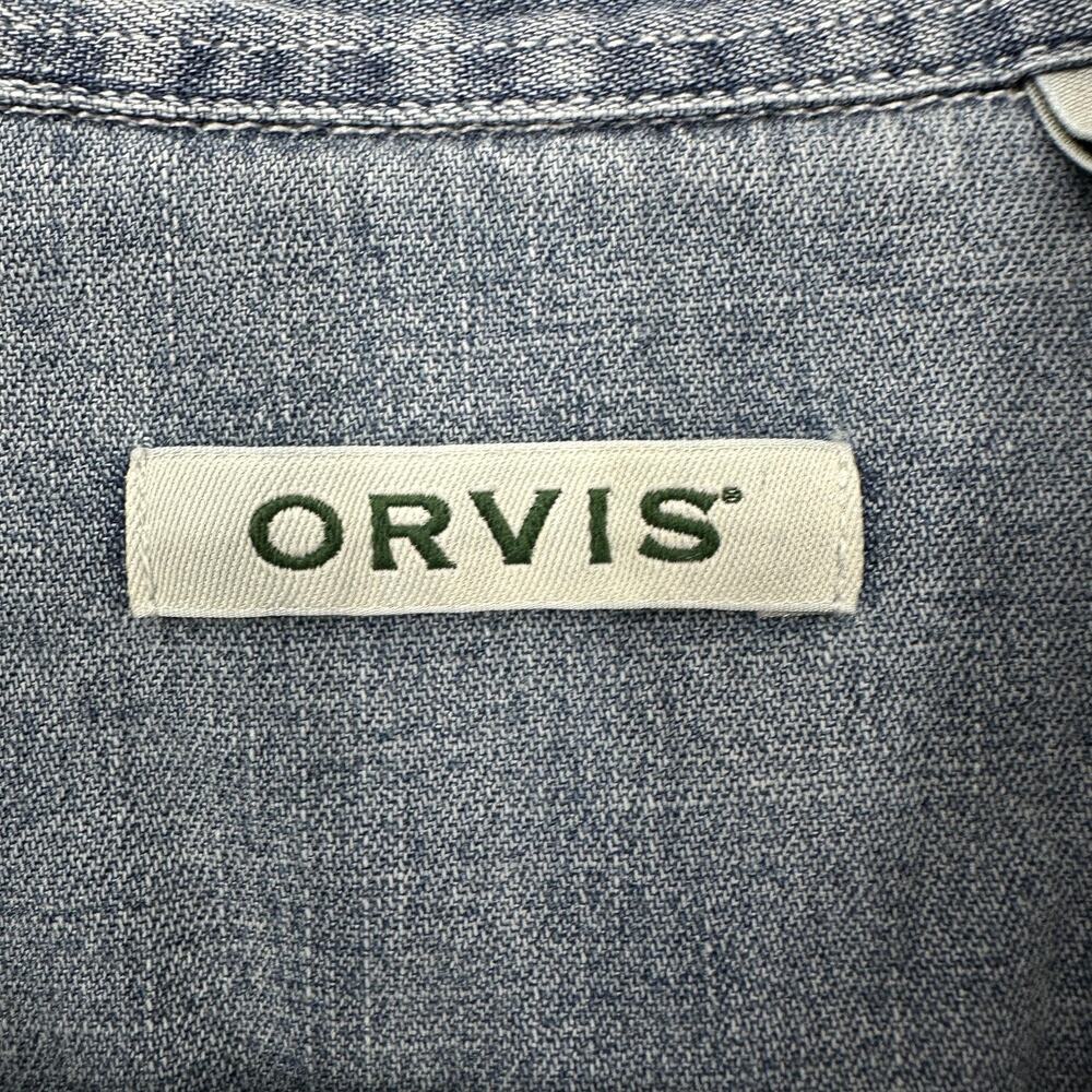 Orvis Shirt Womens Large Blue Denim Floral Embroidered Button Down Long Sleeve - Picture 7 of 12